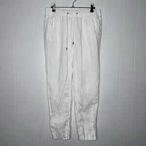 Lilly Pulitzer Women’s 100% Linen Aden Pant White Coastal Resort Beach Size S